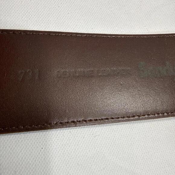 Vintage Sandy Duftler Y2K 90s Tan Leather Chunky Buckle Statement Belt 25-28” XS main image 13